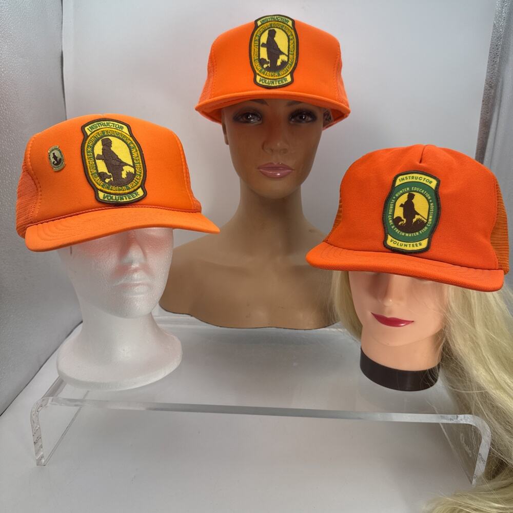3 - 1970s FLORIDA GAME & FRESH WATER FISH COMMISSION Instructor Volunteer Hats